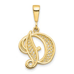 10k Large Filigree Initial D Pendant