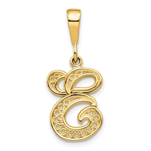 10k Large Filigree Initial E Pendant
