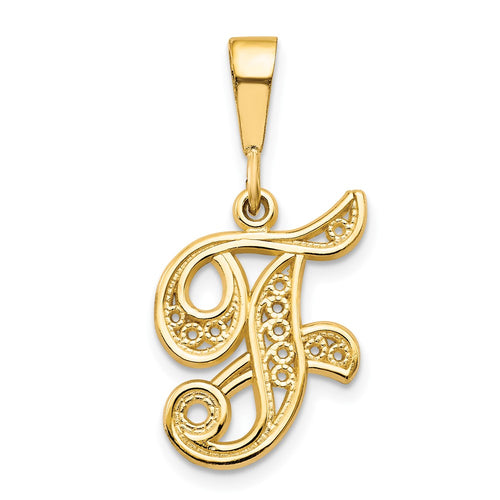10k Large Filigree Initial F Pendant