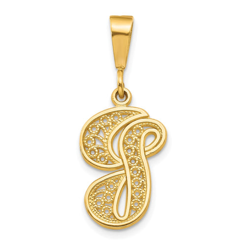 10k Large Filigree Initial G Pendant
