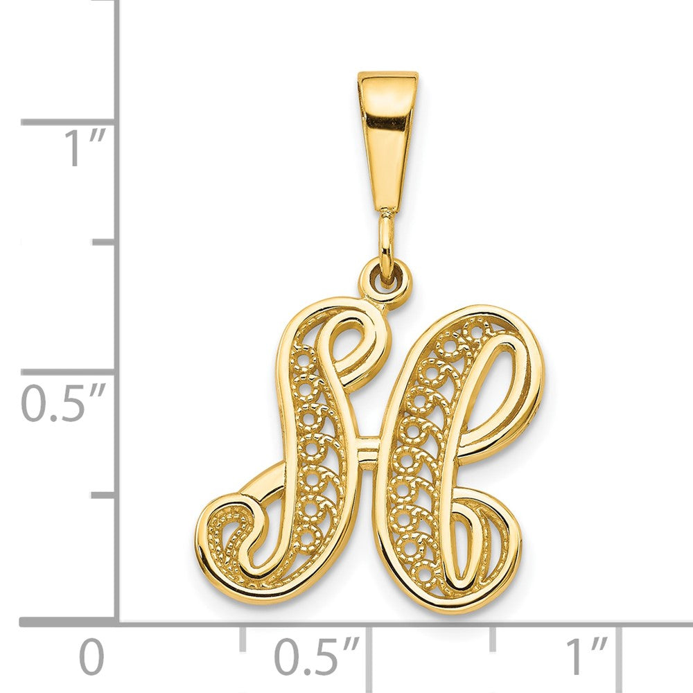 10k Large Filigree Initial H Pendant
