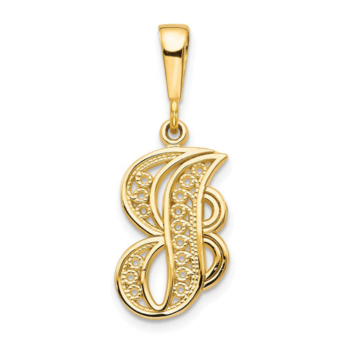 10k Large Filigree Initial J Pendant