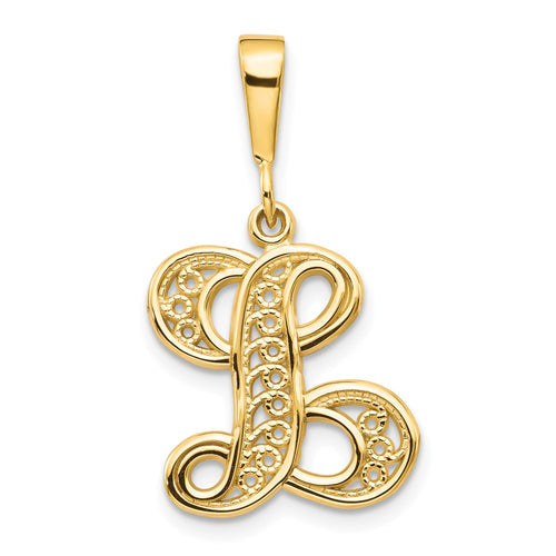 10k Large Filigree Initial L Pendant