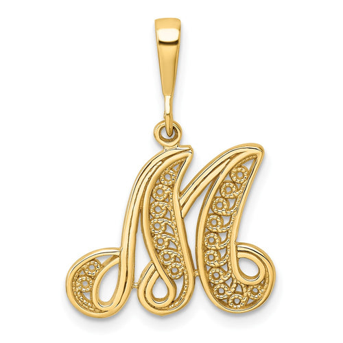 10k Large Filigree Initial M Pendant