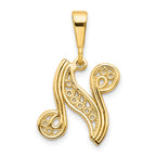 10k Large Filigree Initial N Pendant