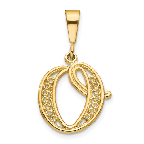10k Large Filigree Initial O Pendant