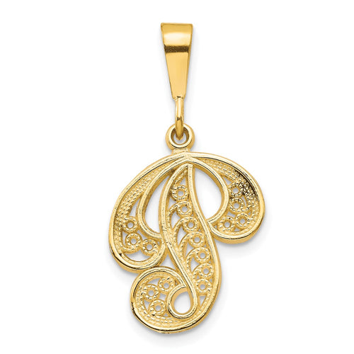 10k Large Filigree Initial P Pendant