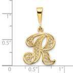 10k Large Filigree Initial R Pendant