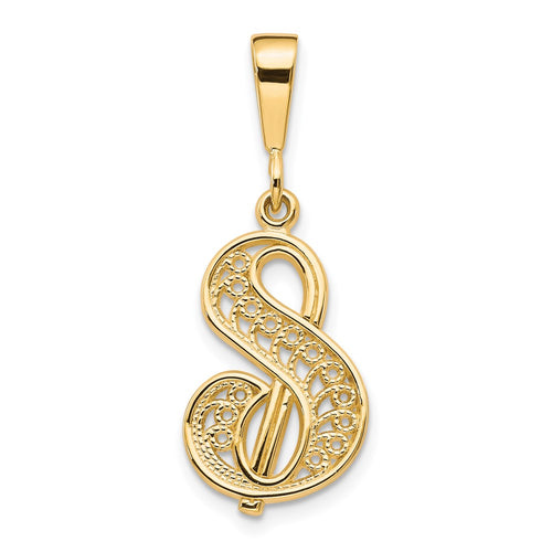 10k Large Filigree Initial S Pendant