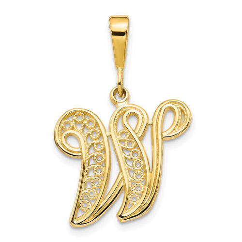 10k Large Filigree Initial W Pendant