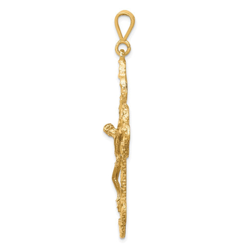 10K Large Filigree Budded Crucifix Pendant