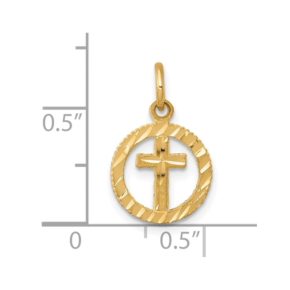 10k Solid Flat-Backed Eternal Life Cross in Circle Charm