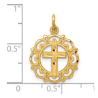 10K Eternal Life Cross In Scalloped Frame Charm