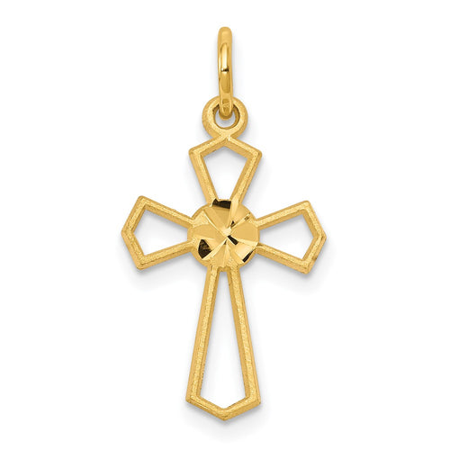 10k Diamond-cut Cross Charm