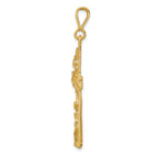 10k Satin Polished Antiqued Vine Cross Pendant