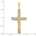 10k Satin Polished Antiqued Vine Cross Pendant