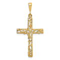 10k Satin Polished Antiqued Vine Cross Pendant