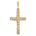 10k Satin Polished Antiqued Vine Cross Pendant