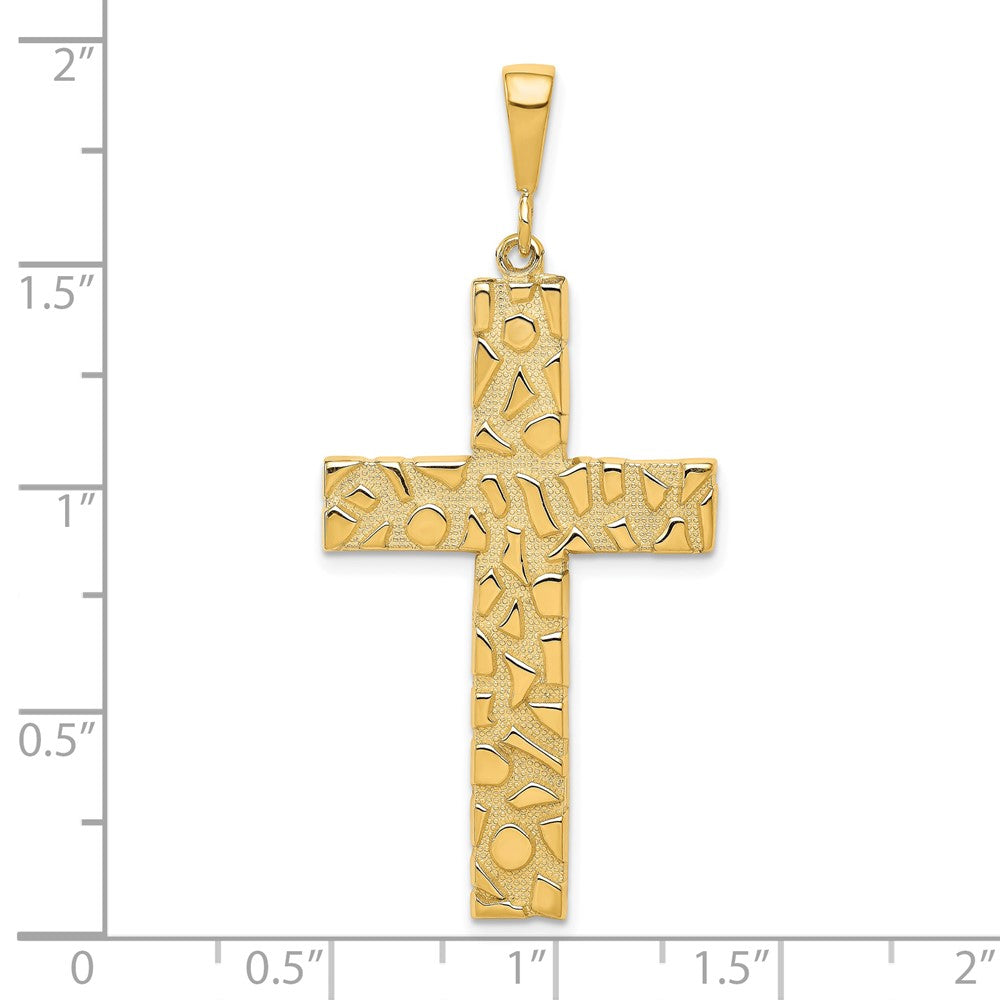 10k Polished Large Nugget Cross Pendant