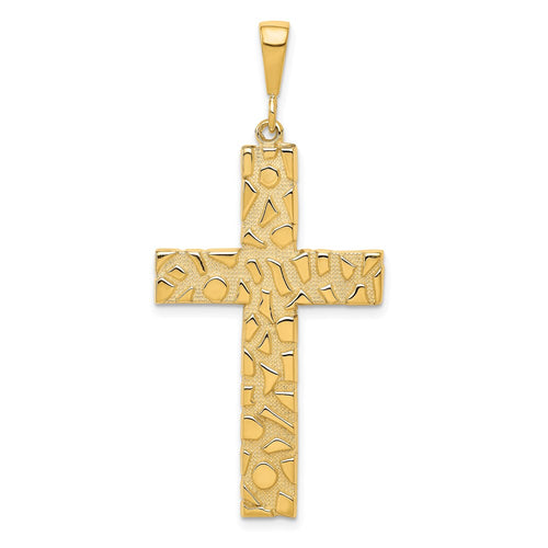 10k Polished Large Nugget Cross Pendant