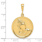 10k Praying Hands Reversible with Serenity Prayer Round Pendant