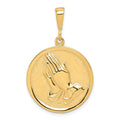 10k Praying Hands Reversible with Serenity Prayer Round Pendant
