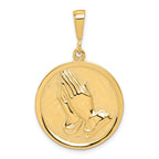 10k Praying Hands Reversible with Serenity Prayer Round Pendant