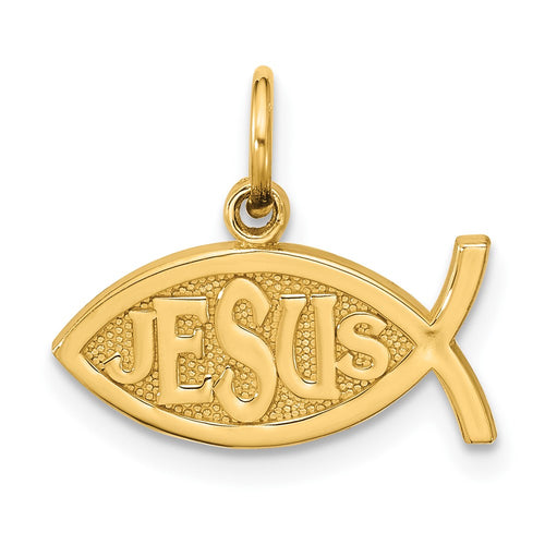 10K Ichthus Fish With JESUS Center Pendant