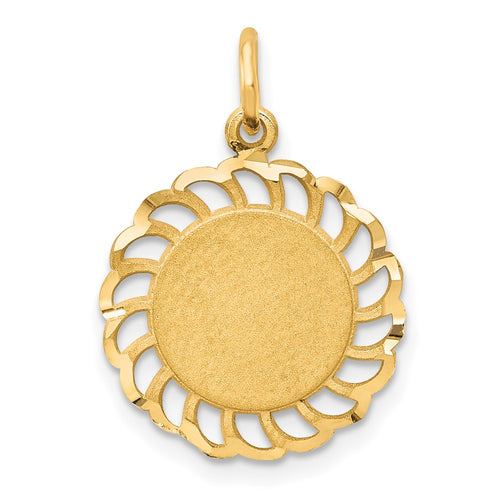 10k Circle with Scalloped Filigree Edges Charm