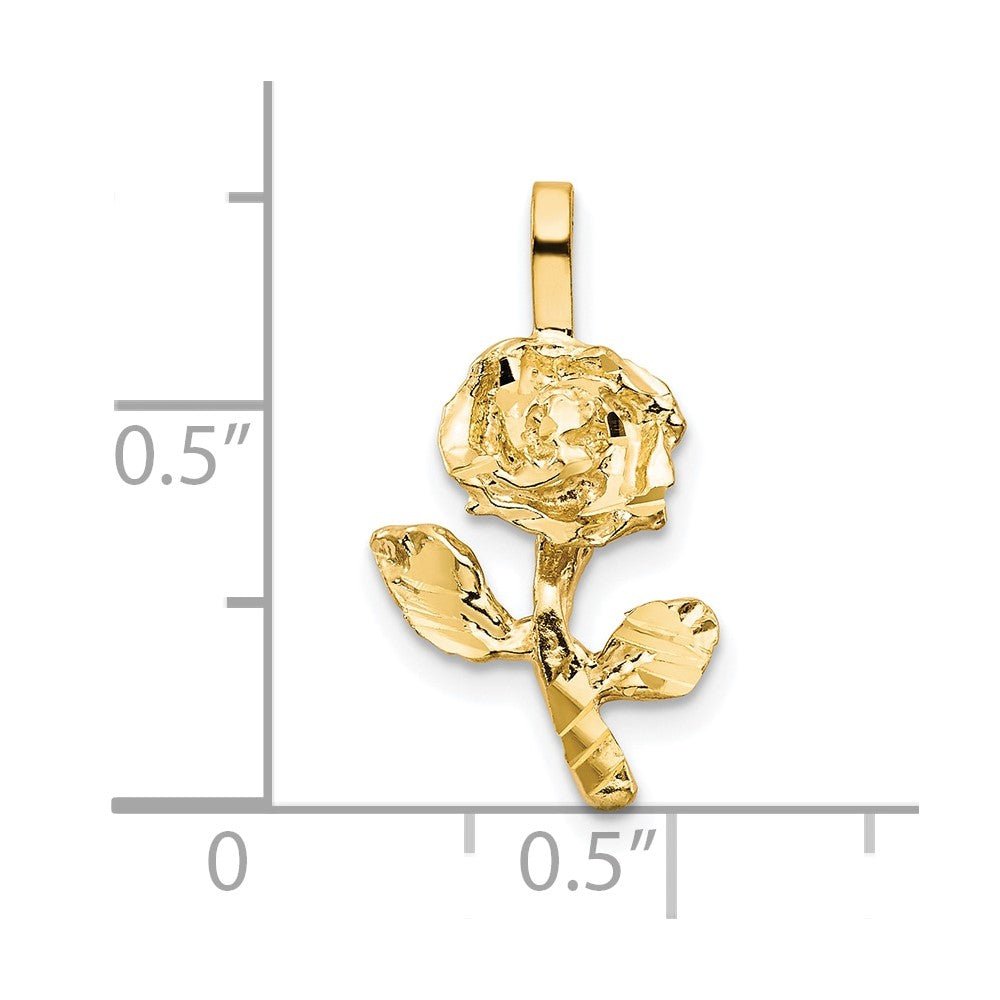 10k Diamond-cut Rose Charm