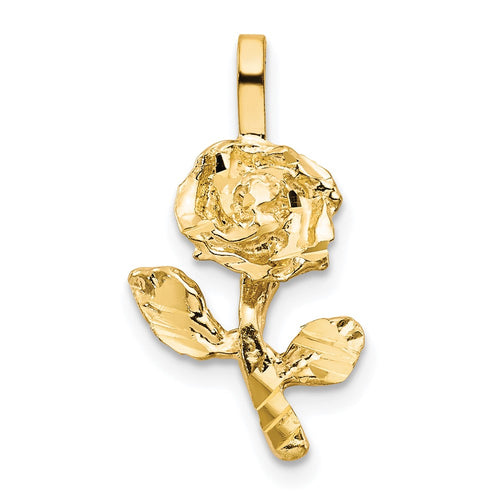 10k Diamond-cut Rose Charm