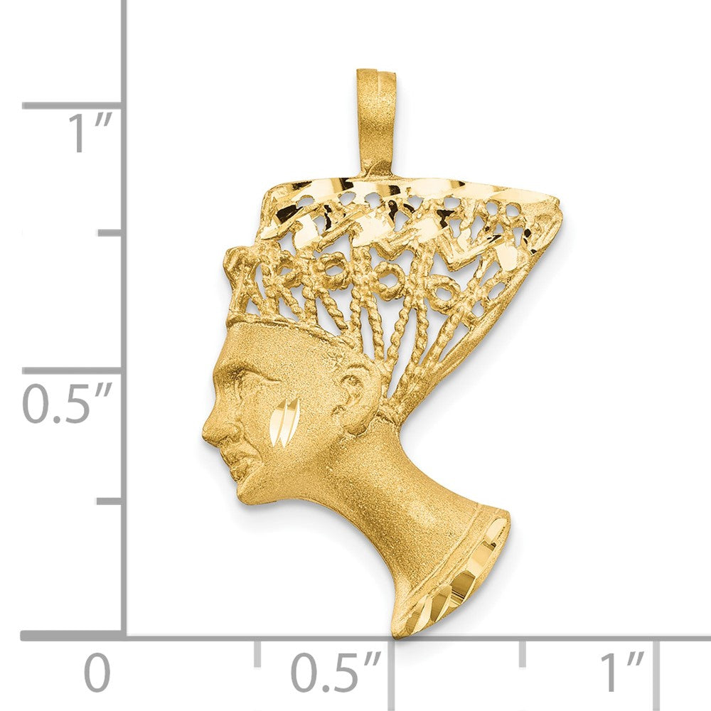 10K Satin Diamond-cut Nefertiti Pendant