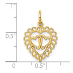 10k Scalloped Edge with Two Hearts Inside Heart Charm