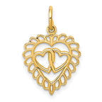 10k Scalloped Edge with Two Hearts Inside Heart Charm