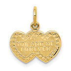 10K YOU AND ME FOREVER Double Heart Charm