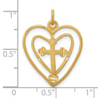 10k Cross in Double Heart Charm