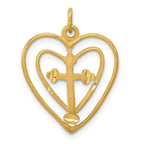 10k Cross in Double Heart Charm