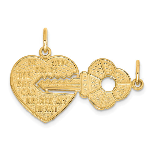 10K HE WHO HOLDS THE KEY. Heart and Key 2-Piece Break-apart Charm