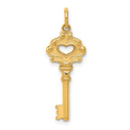 10k Solid Heart Key Charm