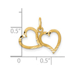 10k Diamond-cut Double Heart Charm