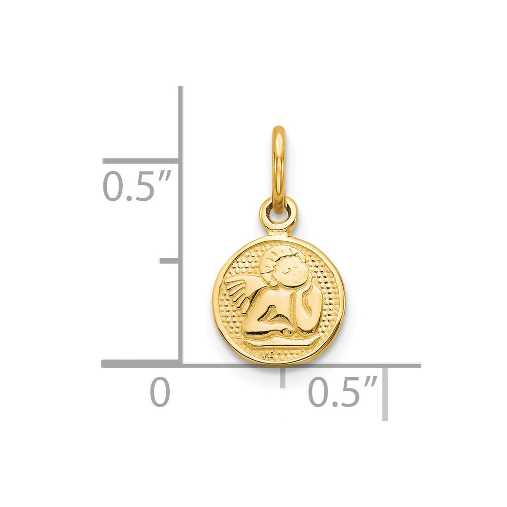 10k Small Round Angel Charm
