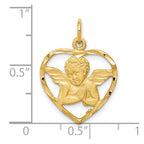 10K Satin Diamond-cut Angel in Heart Charm
