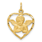 10K Satin Diamond-cut Angel in Heart Charm