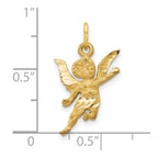 10k Solid Satin Diamond-cut Angel Charm