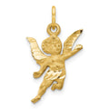 10k Solid Satin Diamond-cut Angel Charm