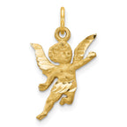 10k Solid Satin Diamond-cut Angel Charm
