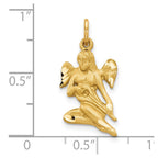 10k Satin Diamond-cut Angel Playing Lute Charm