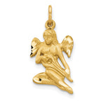 10k Satin Diamond-cut Angel Playing Lute Charm
