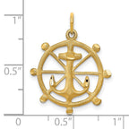 10k Satin Diamond-cut Anchor in Ships Wheel Charm