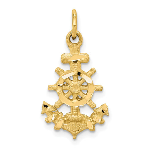 10k Diamond-cut Anchor and Ships Wheel Charm